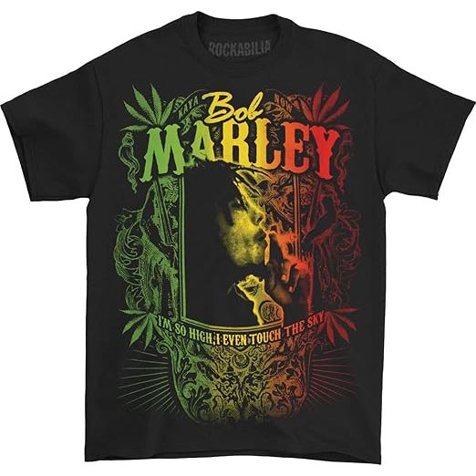 Baju Kaos Distro Men's Bob Marley Kaya Now Jumbo T Shirt, Black, Large