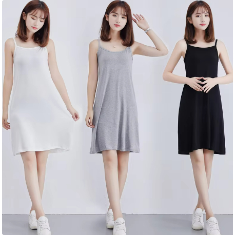 Midi Dress Wanita Camisoles Santai Dress Tanktop Jumbo Tali Satu Baju Tidur Tanktop Seksi Nyaman