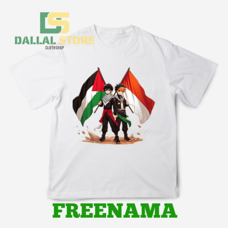 baju anak kaos anak motif gambar mujahid palestina & Indonesia free name