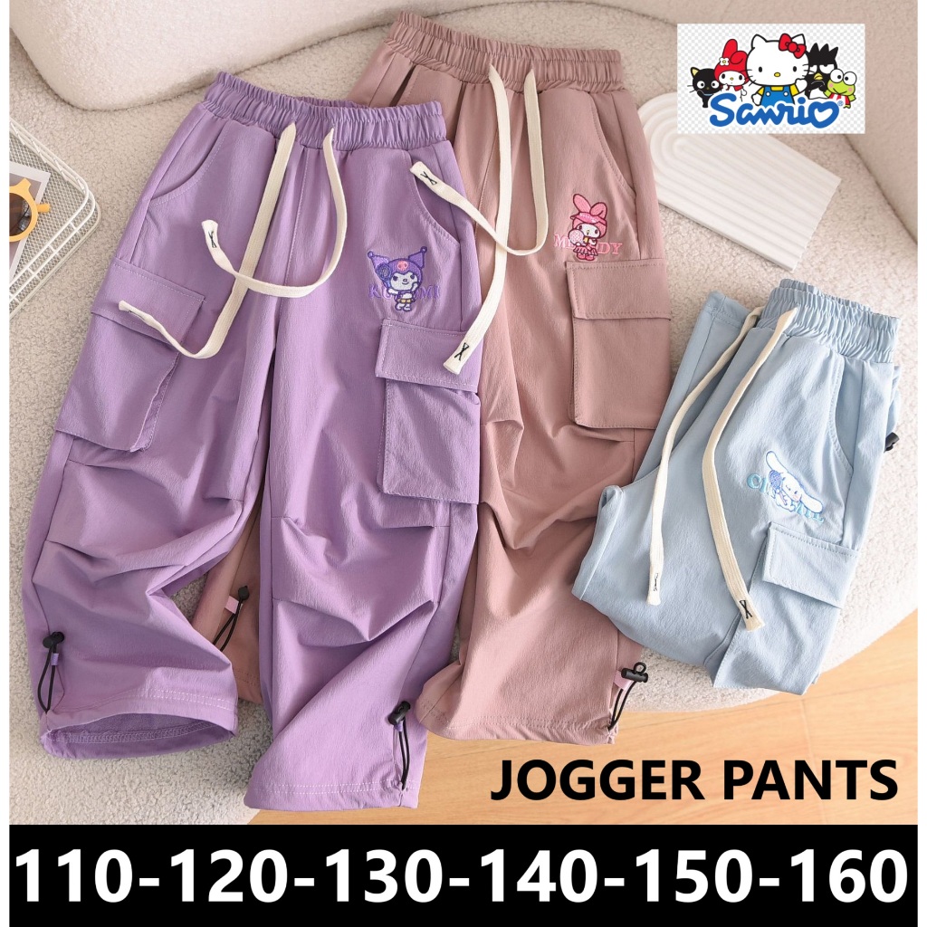 2025 Celana Panjang kargo cargo Premium Sanrio Bordir Timbul anak perempuan remaja tanggung kuromi m