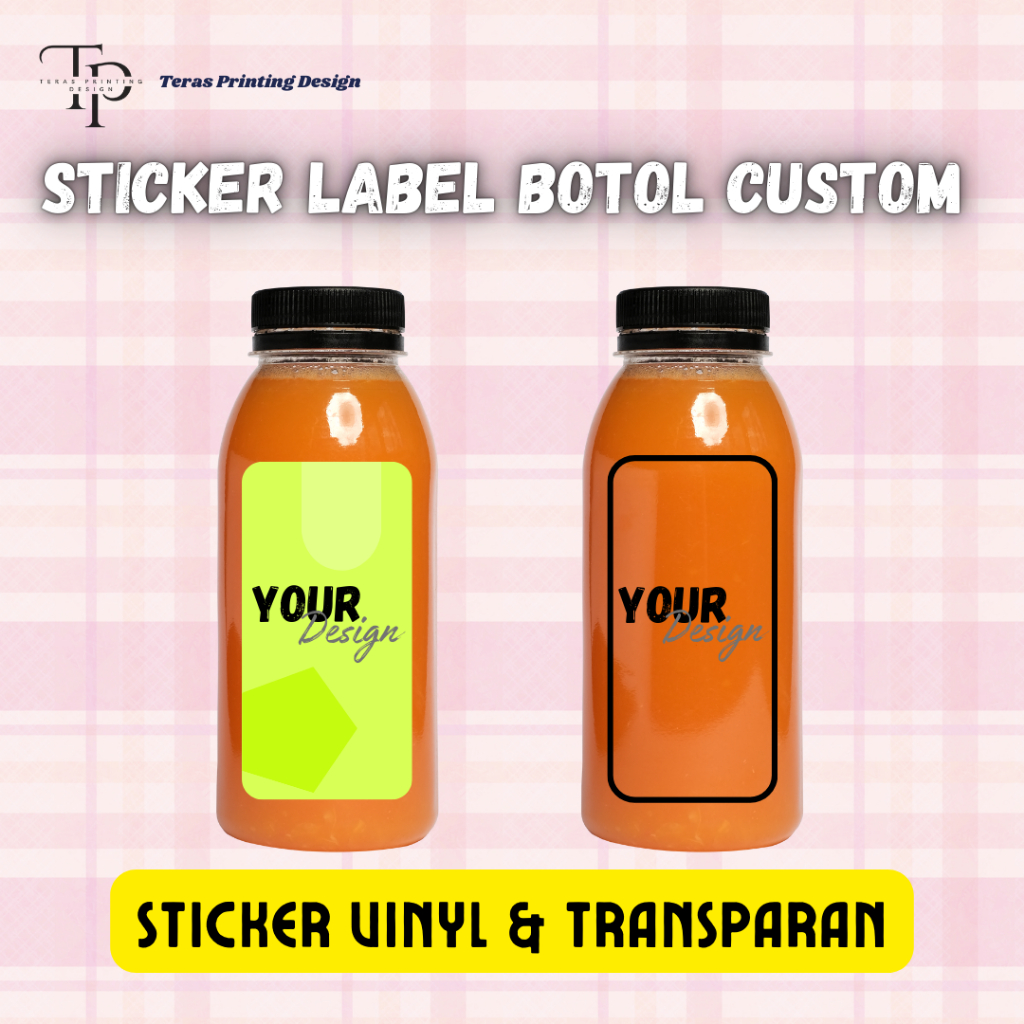 

CETAK STICKER LABEL BOTOL VINYL DAN TRANSPARAN / Stiker Botol Kotak / Label Stiker / Stiker Anti Air