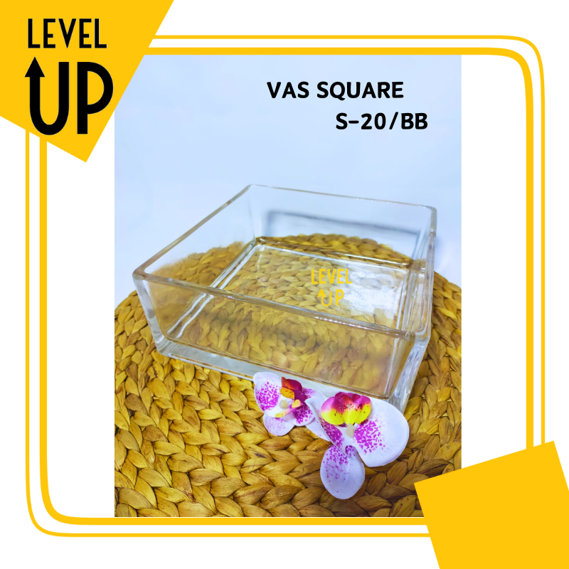 Vas Bunga Kotak / Vas Kaca Bening Kotak / Square Glass Vase / Vas Kaca Silinder / Wadah Kotak Kaca
