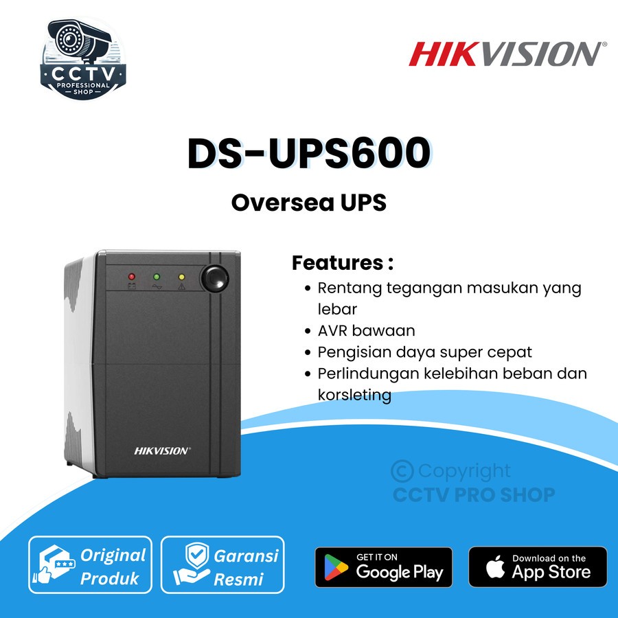 HIKVISION DS-UPS600 600VA 360W UNINTERRUPTIBLE POWER SUPPLY UPS CCTV