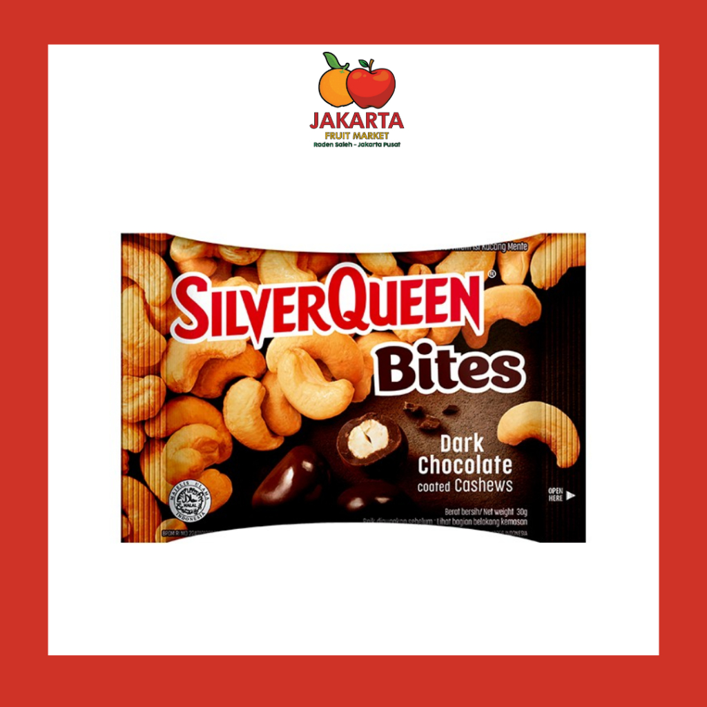 

SILVERQUEEN BITES DARK CHOCOLATE COOTED CASHEW 30 G / COKLAT HITAM DENGAN KACANG MEDE