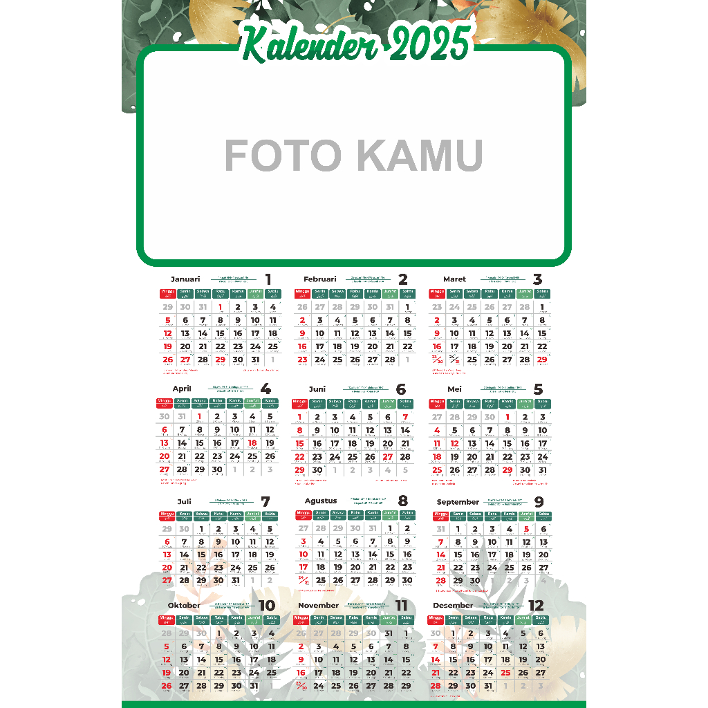 

Kalender Dinding 2025 Kalender Poster Kalender 12 Bulanan Custom - FREE LUBANG