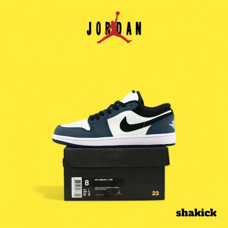 NIKE AIR JORDAN 1 LOW WHITE BLACK MIDNIGHT NAVY