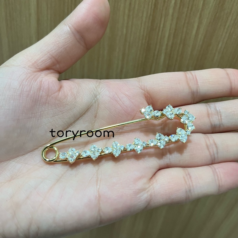 Bros peniti sisi lis zircon diamond kombinasi