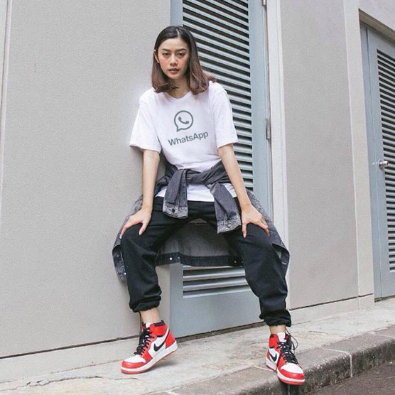 Casual Unisex Tshirt WhatsApp Tshirt Bahan 100% Cotton White | Tangan Pendek & Tangan Panjang | T-SH