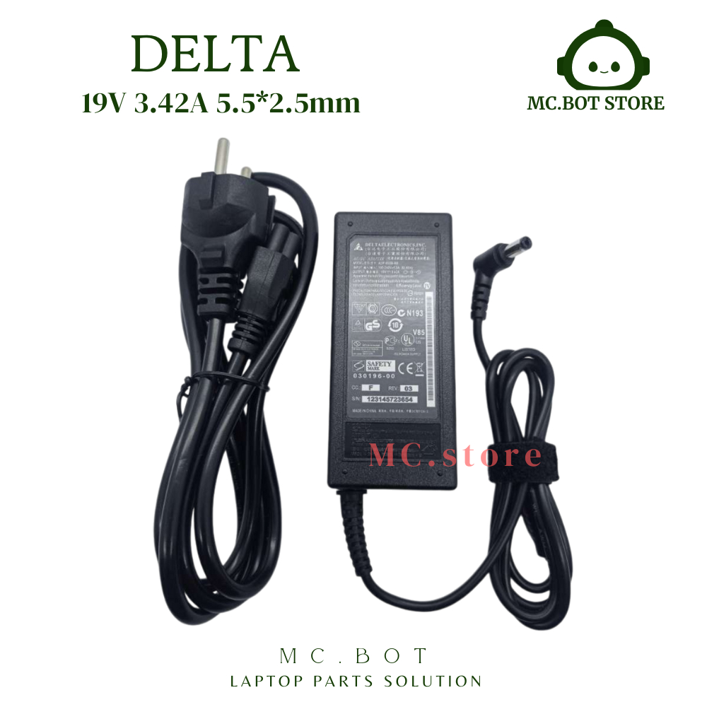 Charge Adaptor Fujitsu LifeBook U772 U772-ACSCL30045 U554 UH552 UH572 (19V 3.42A 5.5*2.5mm) 65W