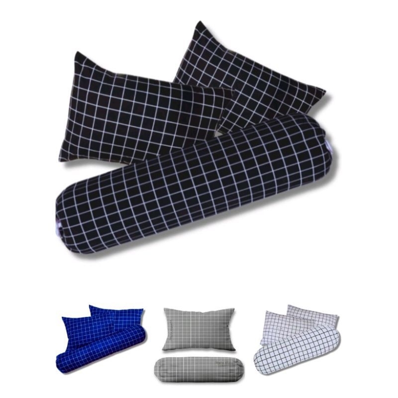 Sarung Bantal dan Guling motif kotak-kotak / sarung bantal tidur / sarung guling