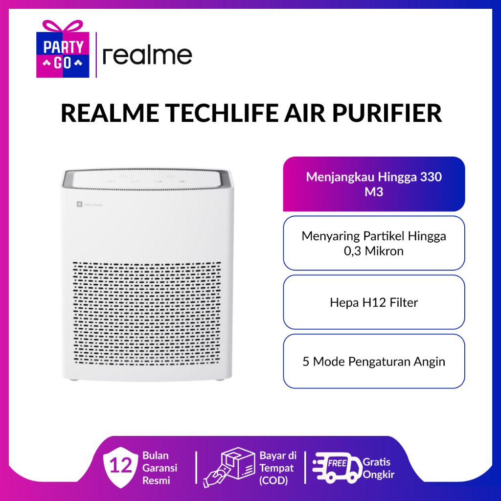 Realme TechLife Air Purifier Penyaring Udara anti Virus Bakteri