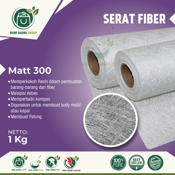 Serat Fiber Aquaproof 1KG 1 KG Fiberglass Fiberglas Fiber Glass Matt untuk tambal atap Perekat dan l