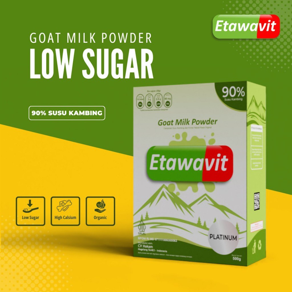 

Susu Kambing Etawavit Low Sugar dengan 90% Susu