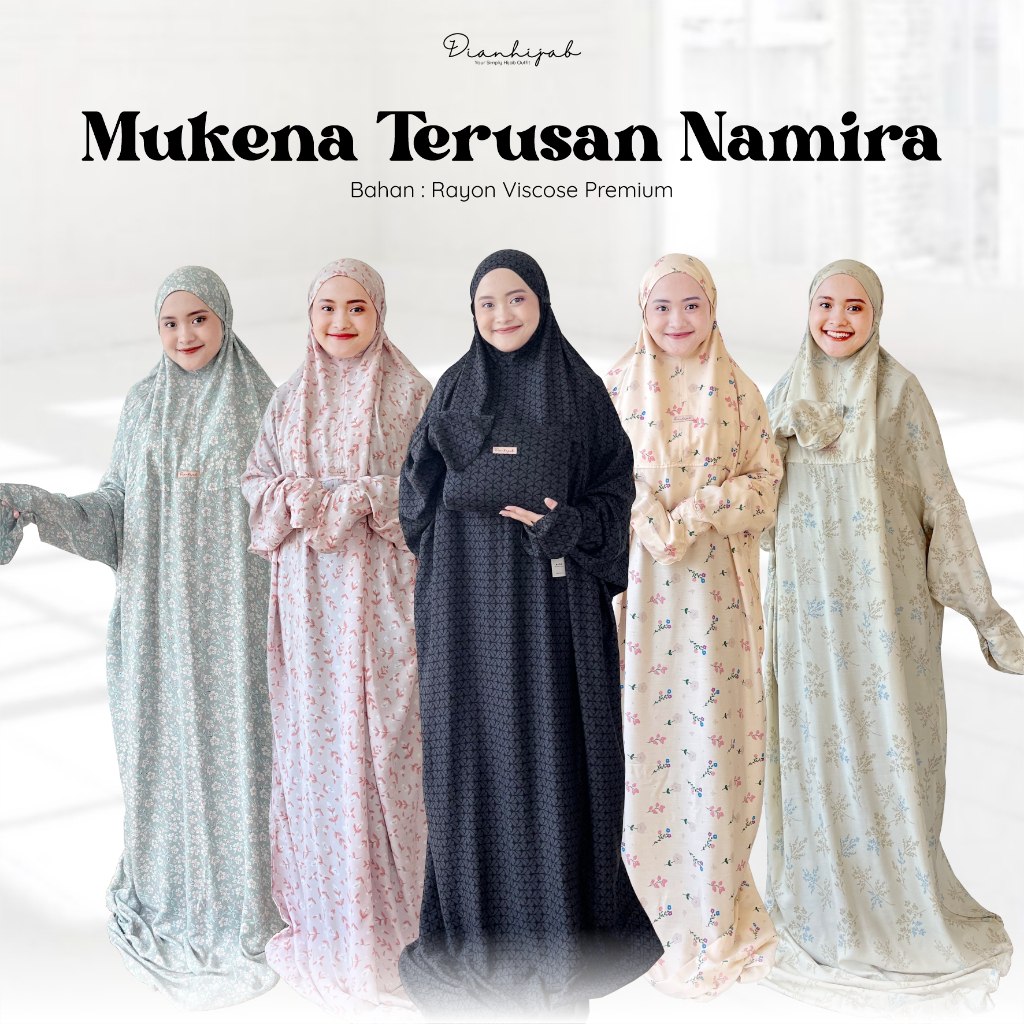 ORIGINAL MUKENA TERUSAN DEWASA MOTIF NAMIRA SERIES BY DIANHIJAB.ID - BAHAN RAYON VISCOSE ADEM NYAMAN