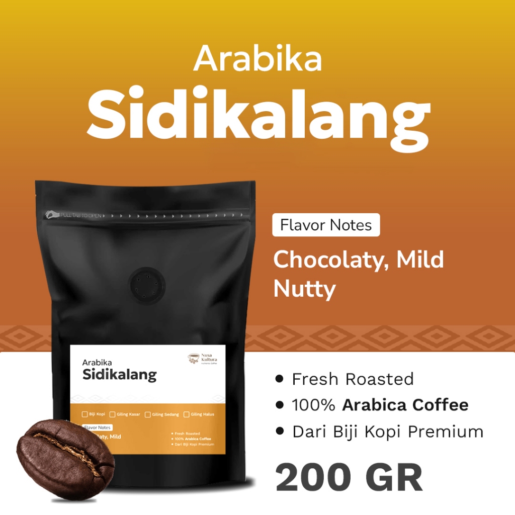 

KOPI ARABIKA SIDIKALANG NUSA KULTURA 200 GRAM | KOPI BUBUK ASLI GILING HALUS BIJI KOPI ROASTED