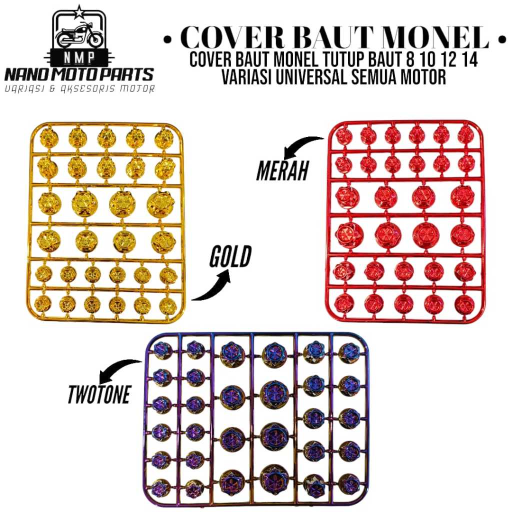 Monel Baut Cover Baut Monel Tutup Baut 8 10 12 14 Variasi Universal Semua Motor