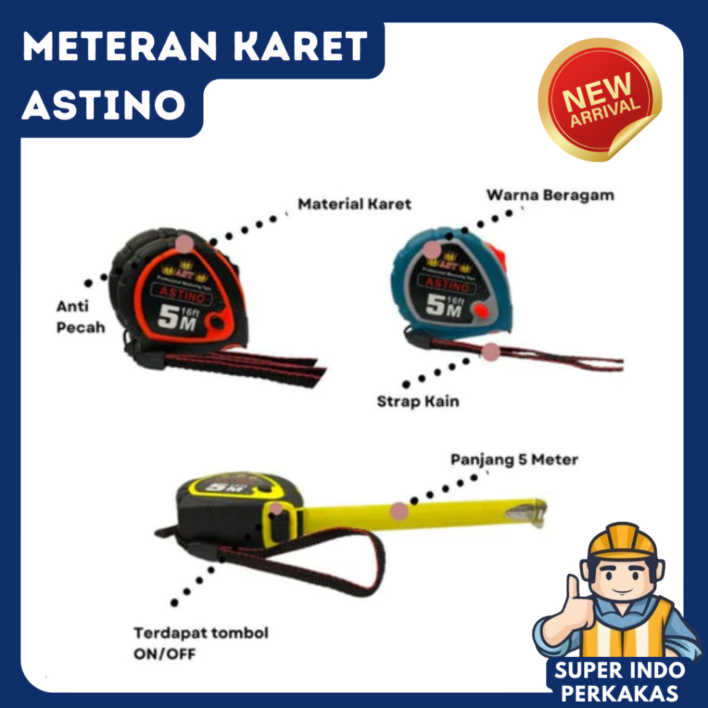Meteran Karet Tukang Measuring Tape Meteran Karet Astino Warna Warni