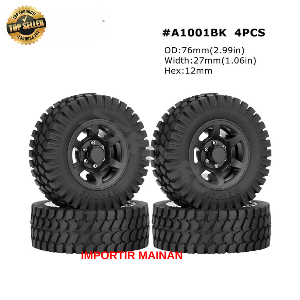 ban rc 1.55" termasuk velg plastik beadlock 4pcs rc crawler 1/12 1/10