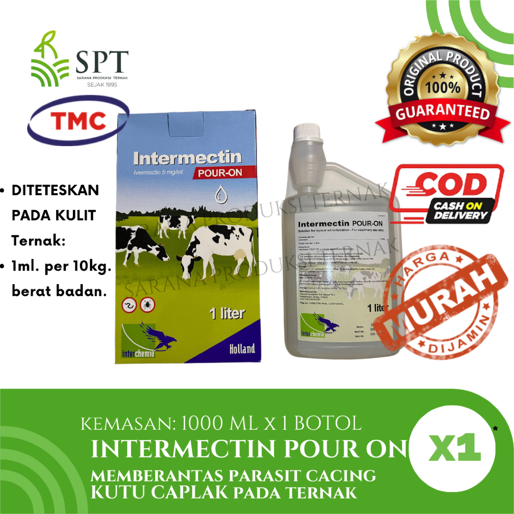 INTERMECTIN POUR ON 1000 ML MENGATASI KUTU CACING CAPLAK PADA HEWAN TERNAK SAPI KAMBING KUDA KERBAU
