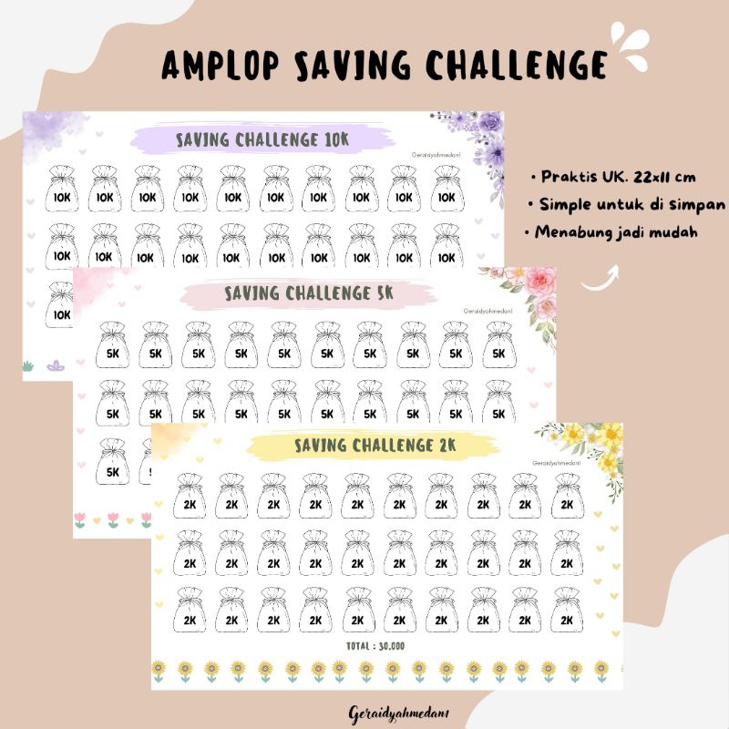 

Amplop Saving Challenge Menabung Ukuran Besar