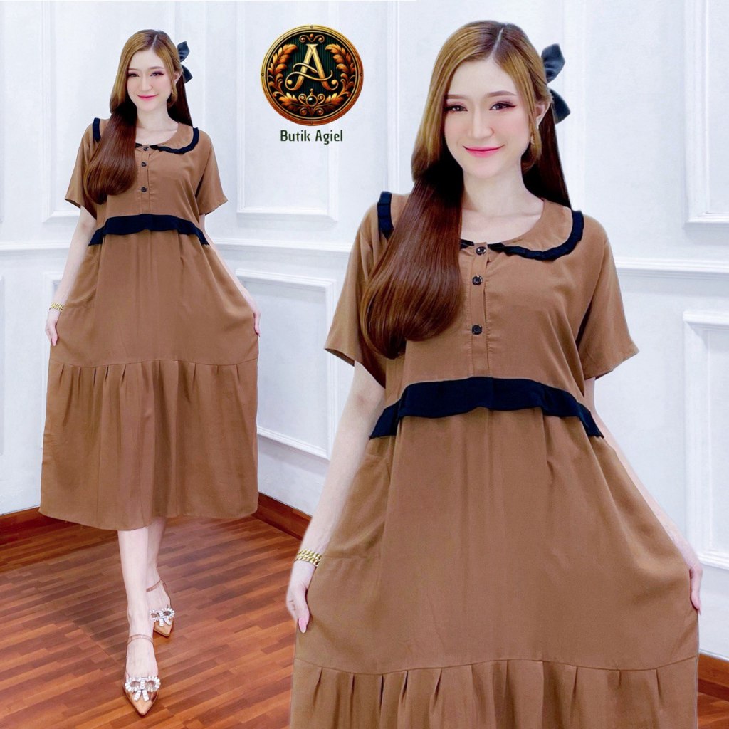Agiel-Daster Rosa Batik Cap Rayon Grade A Premium Busui Resleting Depan | Daster Kekinian | Daster B