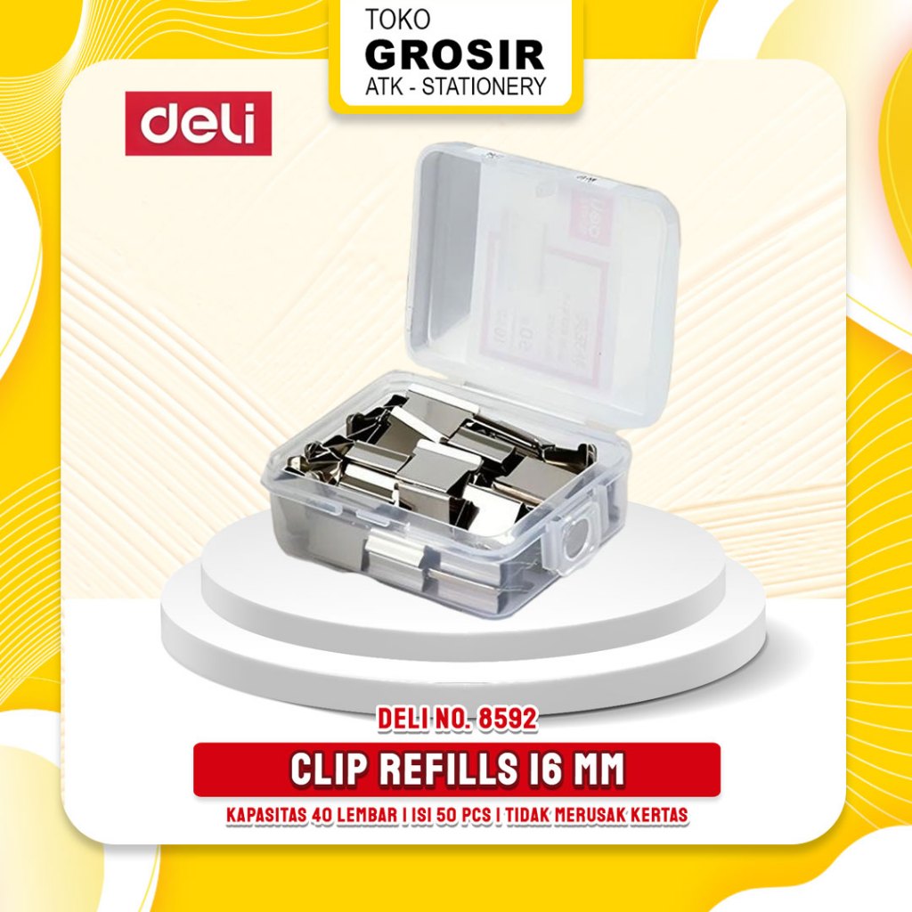

Fastener Clip Refill Deli / Refill Binder Clip / Isi Penjepit Kertas Otomatis Isi 50 Kapasitas 40 Lembar 8592