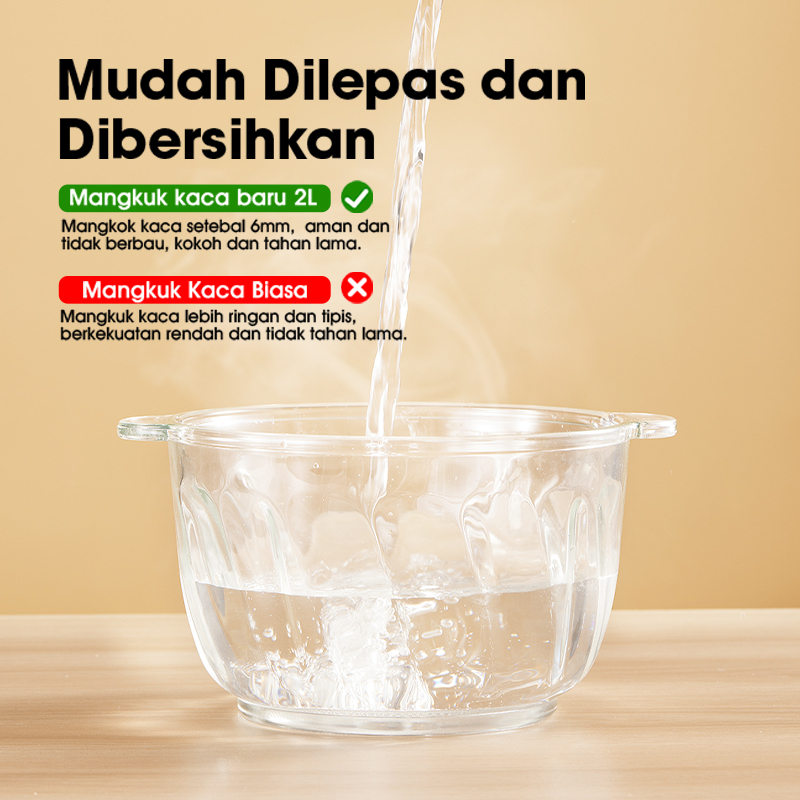 Terbaru Lunalife Food Chopper Fp02B Chopper Kaca 2L Penggiling Daging Multifungsi 300Watt Pisau