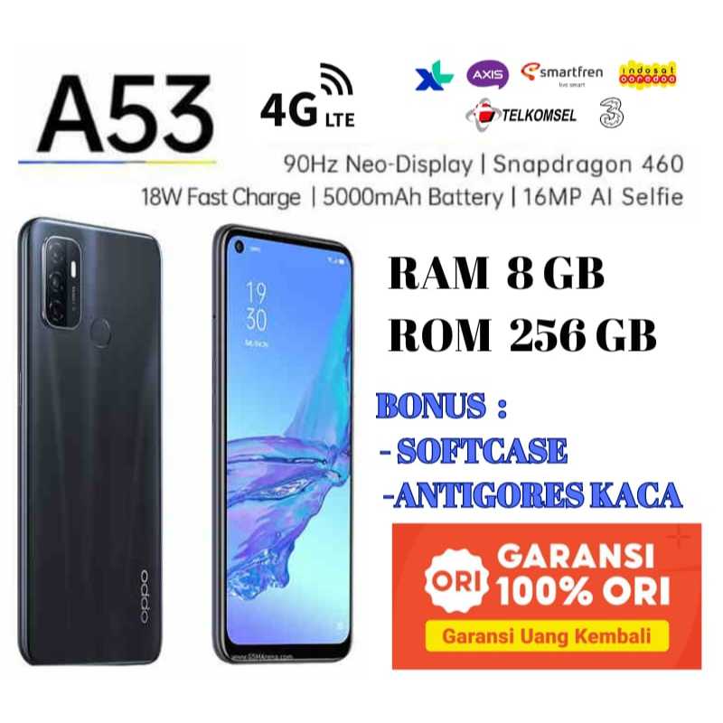 Hp OPPO A53 RAM 8+256GB 4G LTE Garansi 1 Tahun Grosir