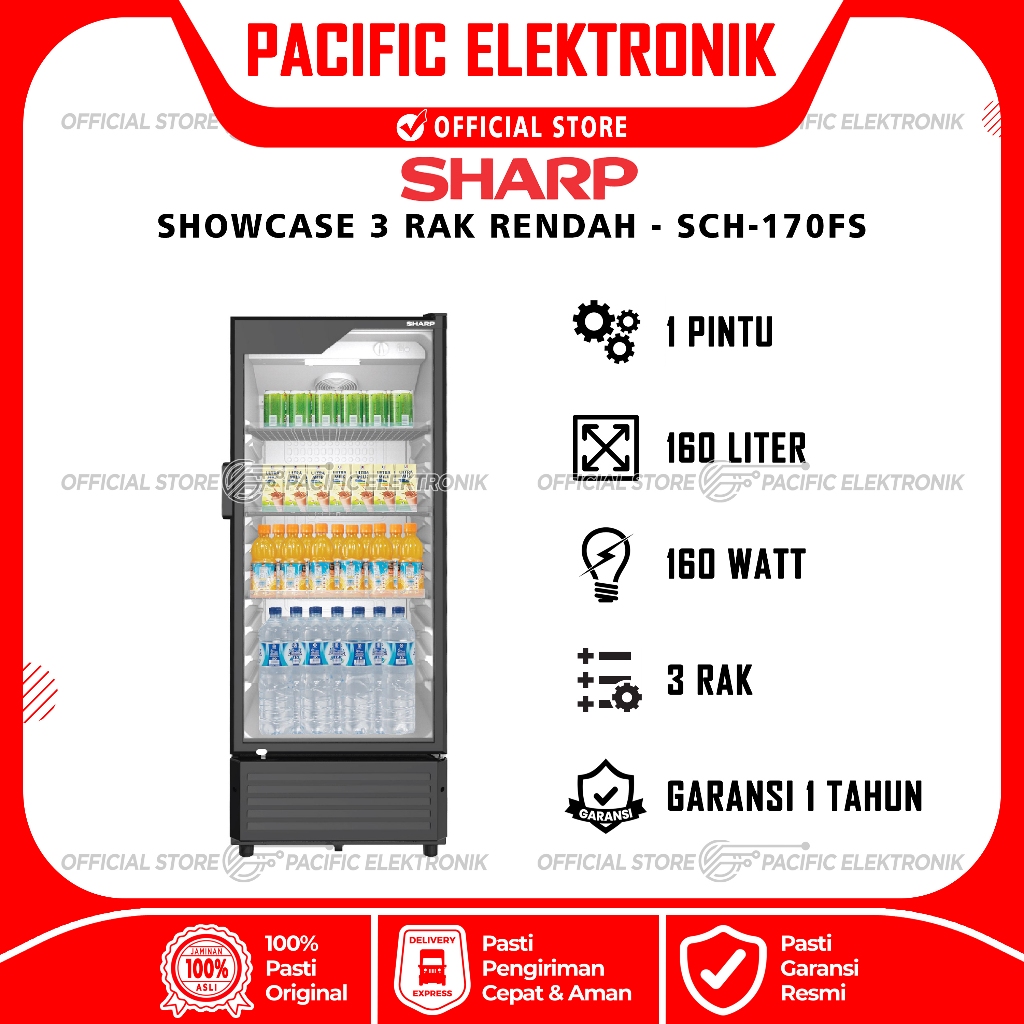 Showcase Sharp 3 Rak Rendah SCH-170FS / 170FS