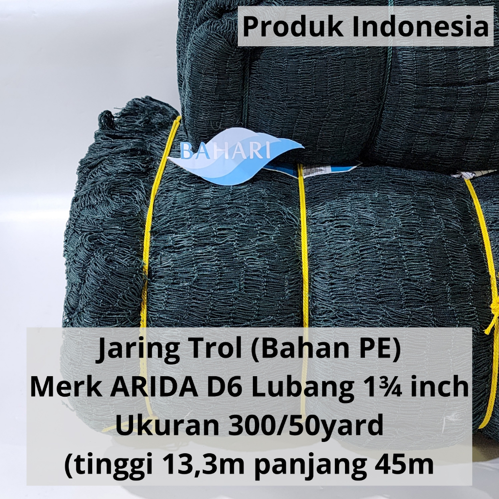 Jaring Ikan Arida Trol / PE 380D/6 lubang 1 3/4" ukuran jaring 300/50 (Jaring Trol/Keramba D6)