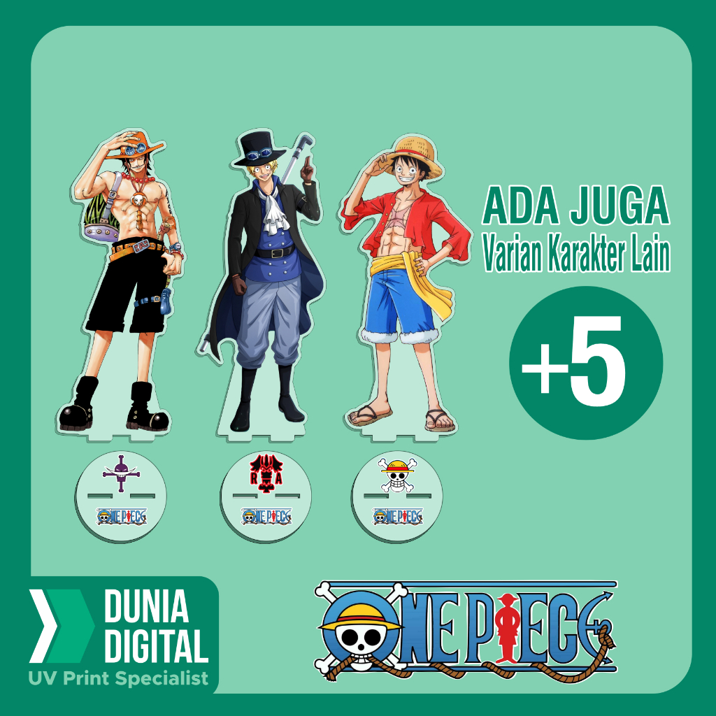 Standee Akrilik One Piece Zoro Luffy Ace Sanji Mihawk Sabo Shanks