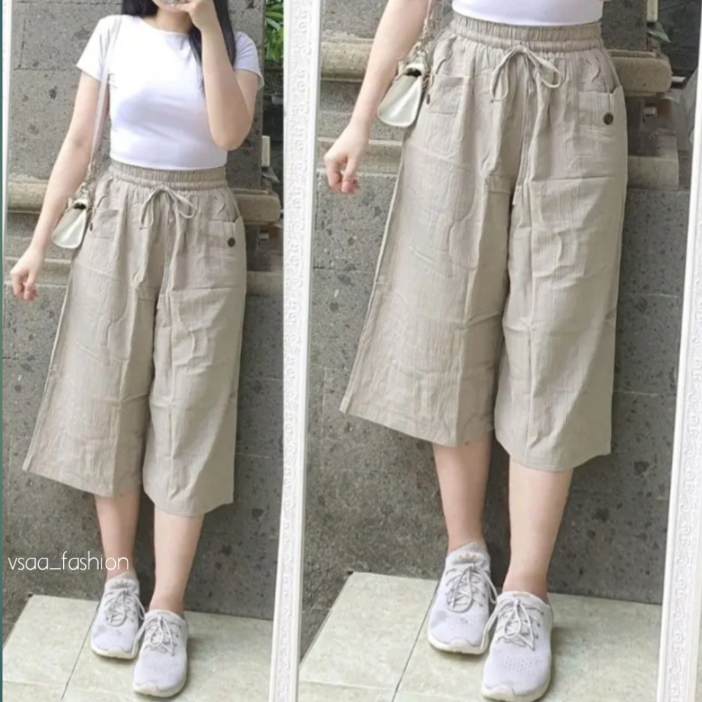 celana haruka 7/8 kulot kekinian celana santai//celana kulot//celana wanita casual