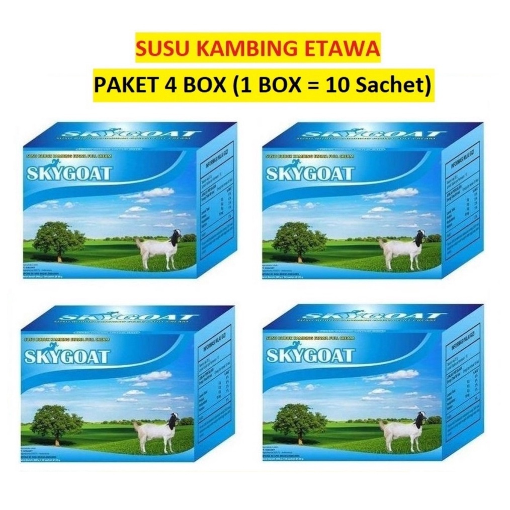 

Paket 4 Box Skygoat Susu Kambing Etawa Full Cream | Susu Kambing Bubuk Murni Sky Goat Original