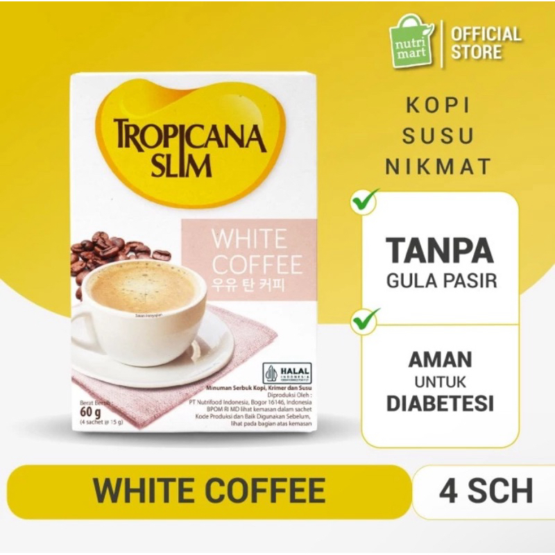 

Tropicana Slim White Coffee isi 4 Sachet - Bebas Gula