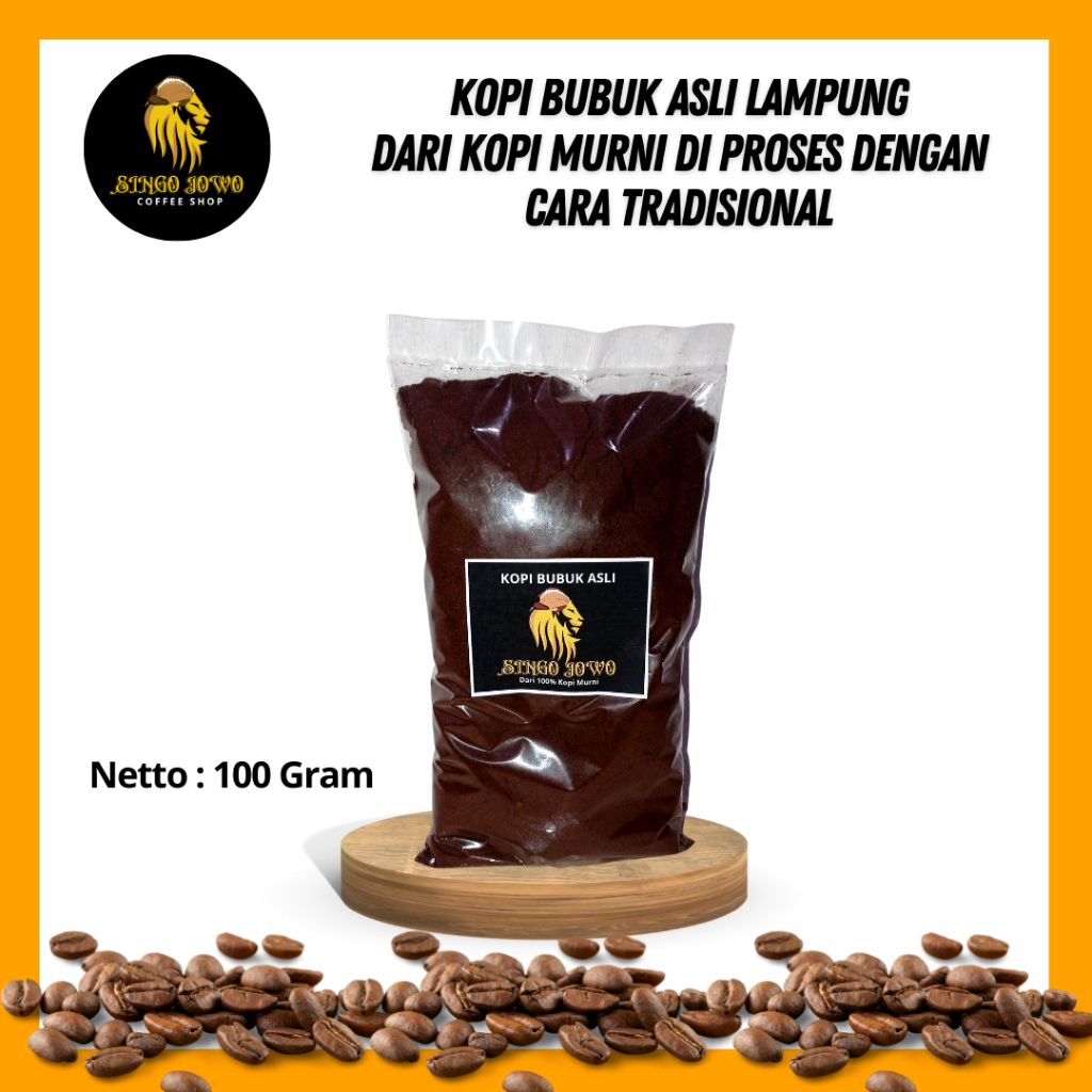 

Spesial Kopi Lampung / Kopi Bubuk / bubuk kopi robusta lampung, bubuk kopi lampung asli 100gr | Kopi Bubuk Cap SINGO JOWO