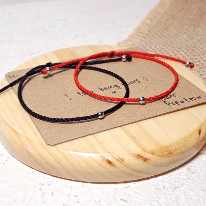 ROPUTTO - GELANG TALI TIPIS STAINLESS STEEL ( gelang merah / gelang anti karat / gelang tali / gelan
