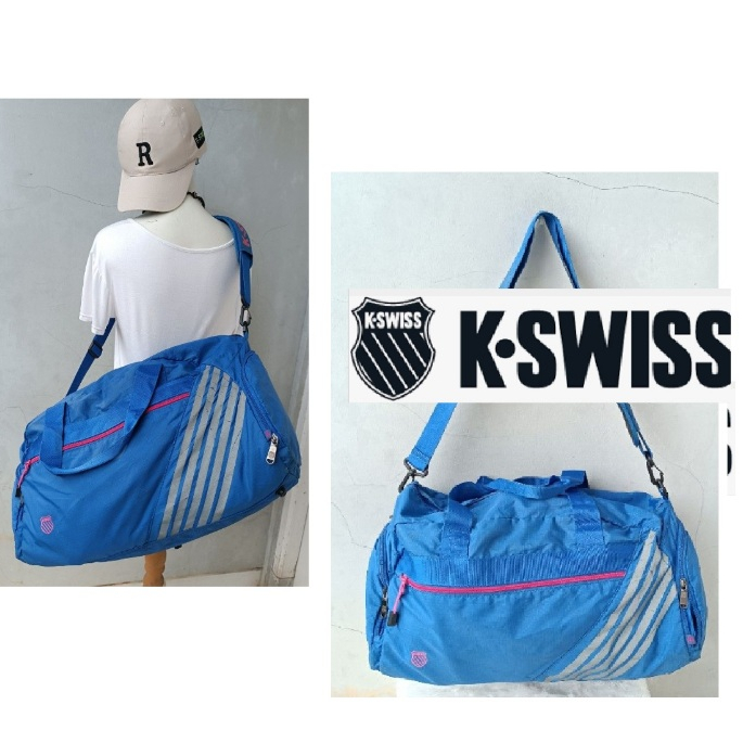 Original K-Swiss Blue Gym Duffel Travel Bag Tas Pria Wanita