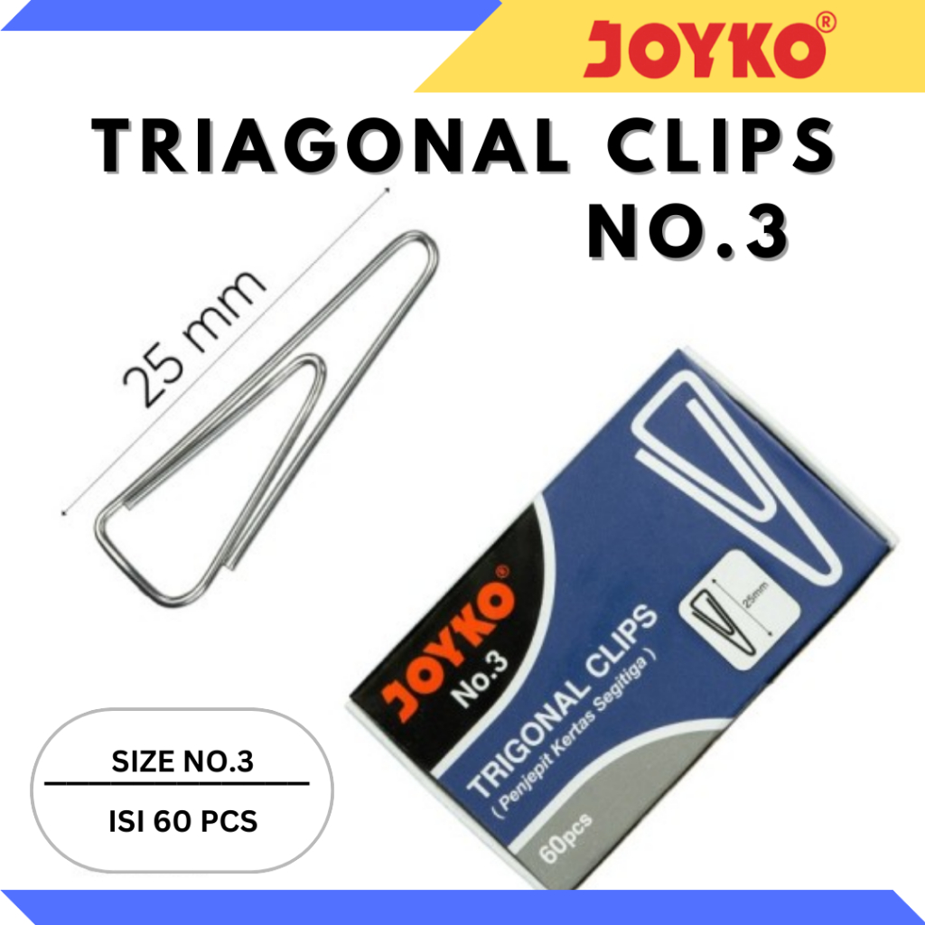 

TRIAGONAL CLIP NO.3 / KLIP PENJEPIT KERTAS JOYKO NO.3