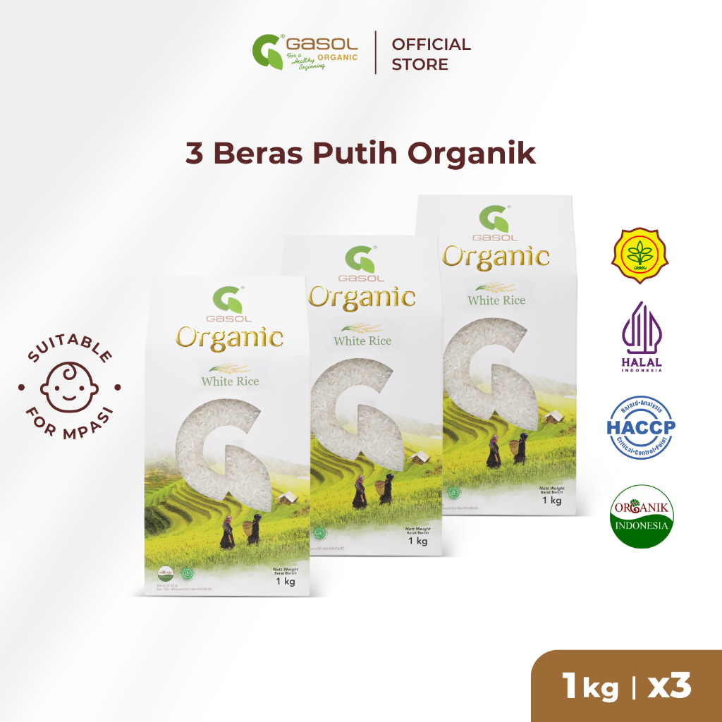 GASOL Beras Putih Organik 1Kg x 3