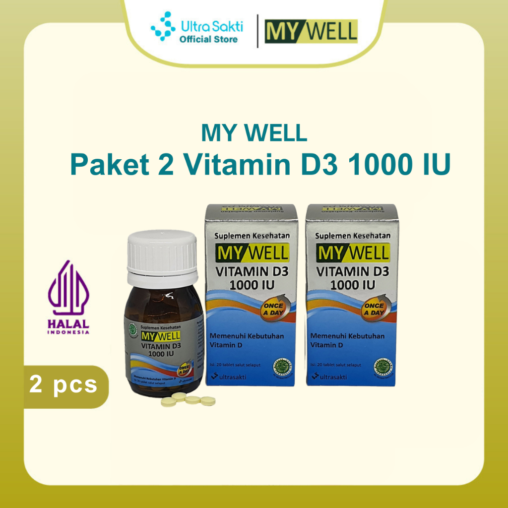 Mywell Vitamin D3 1000IU 2pcs @20Tablet-Suplemen Kesehatan Imun&Tulang