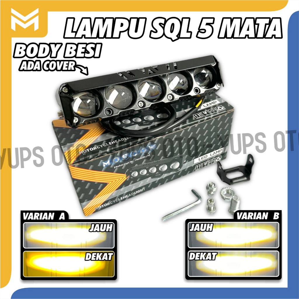 IK3 Lampu Tembak SQL 5 Mata Moscow Super Terang 18Watt 12 - 80 Volt Arus DC Lampu Sorot Motor 5 Led