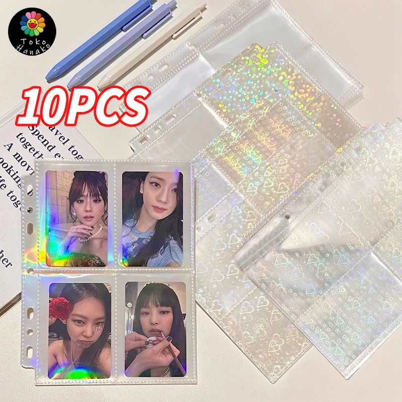 

(A5 Size) Hologram Sleeve Binder A5 6 Ring (1 Set 10 Lembar) Untuk 6lubang Longgar Leaf Filler Transparan Binder