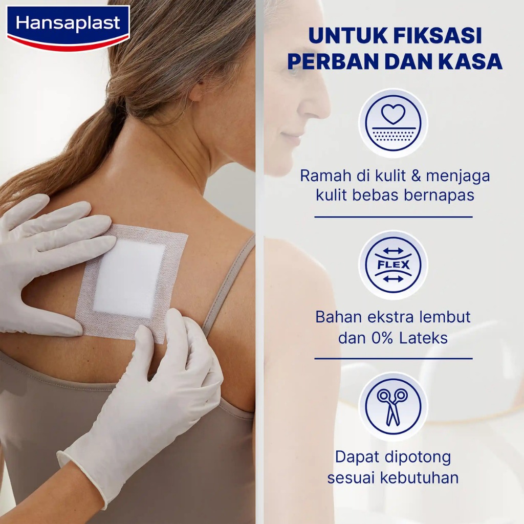 Rol Plester Putih Hansaplast Tensoplas Perban Luka P3K Penutup Luka 1M x 10 cm Kasa Luka Sayat Jatuh