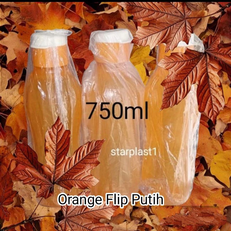 Eco Botol Tupperware 750ml | Warna orange | Tutup Flip Putih