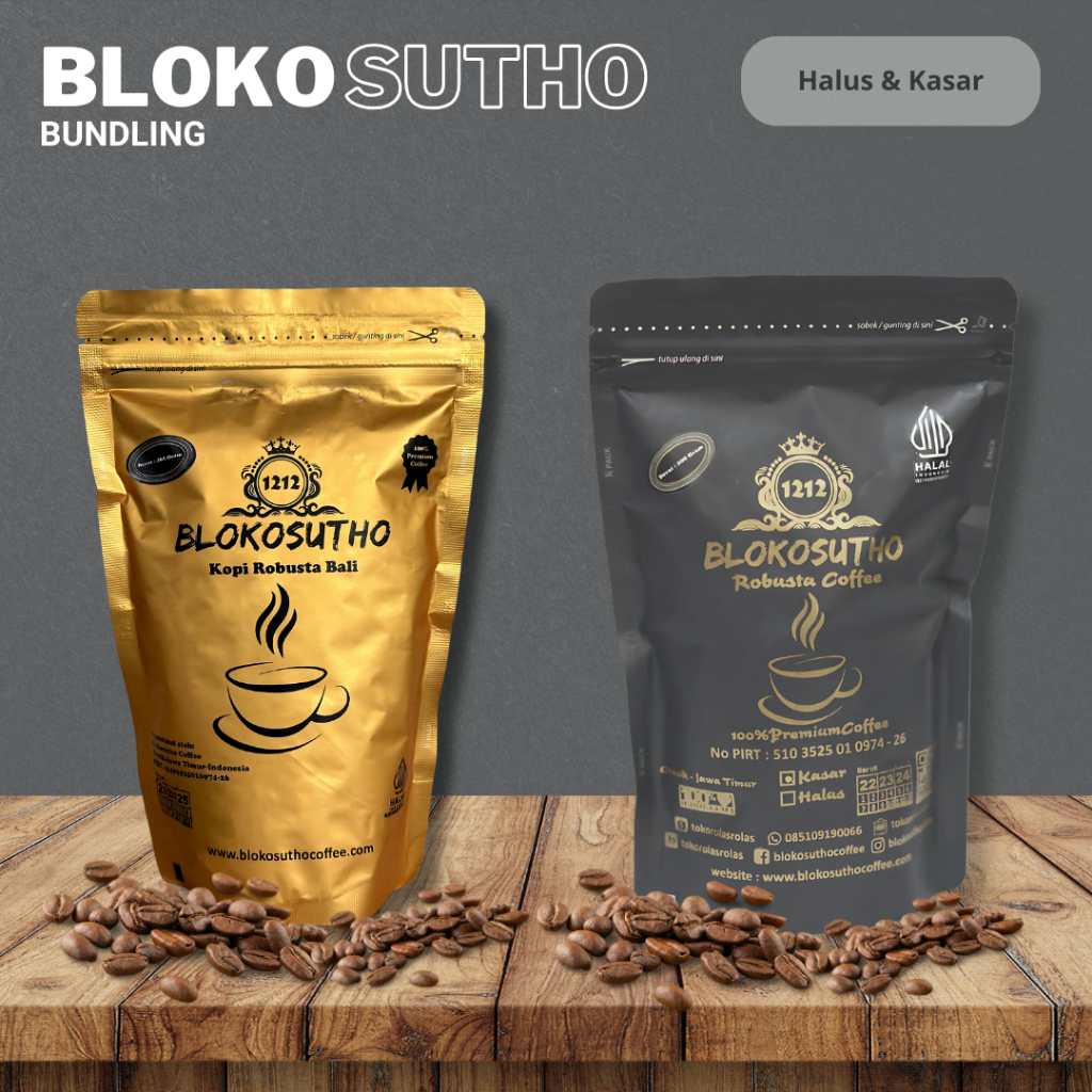 

BLOKOSUTHO Biji Kopi Bubuk Bali Robusta Coffee Kasar / Halus Dan Manual Brew Roaster