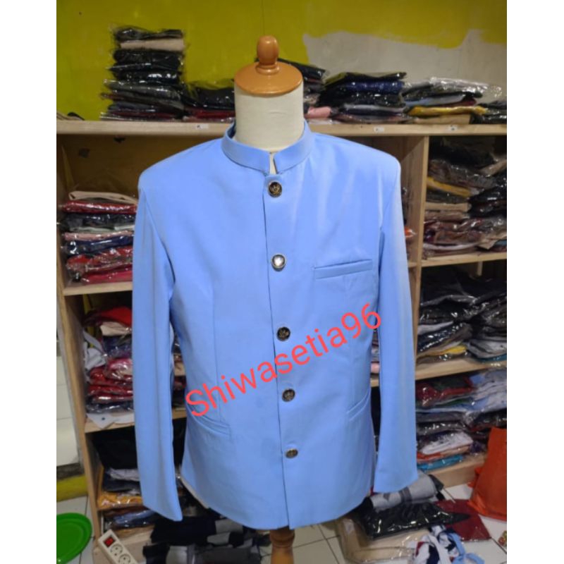 Jasko Mandarin Pria Dewasa Biru Langit/ Jasko Biru Muda Kancing GARUDA / Jasko Santri /Jasko Modern 