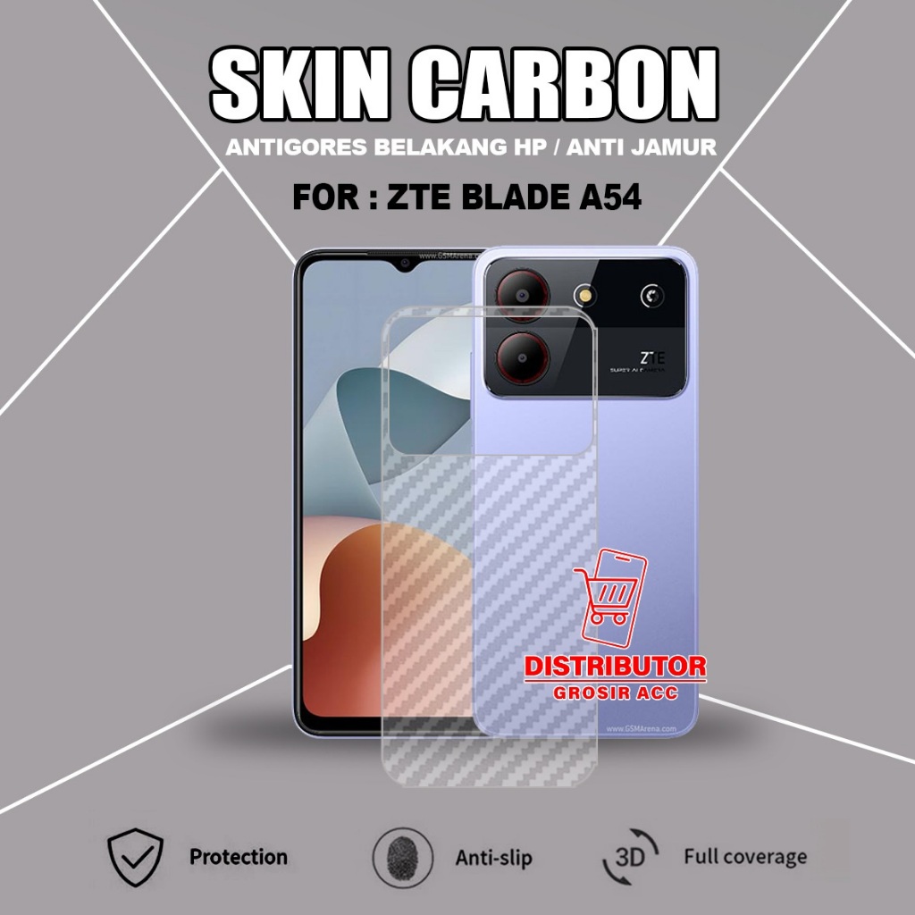 ZTE BLADE A52 ZTE BLADE A54 ZTE BLADE A55 ZTE BLADE A72 SKIN CARBON TRANSPARAN ANTIGORES BELAKANG ZT