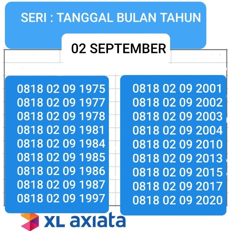 KARTU XL TANGGAL BULAN TAHUN LAHIR