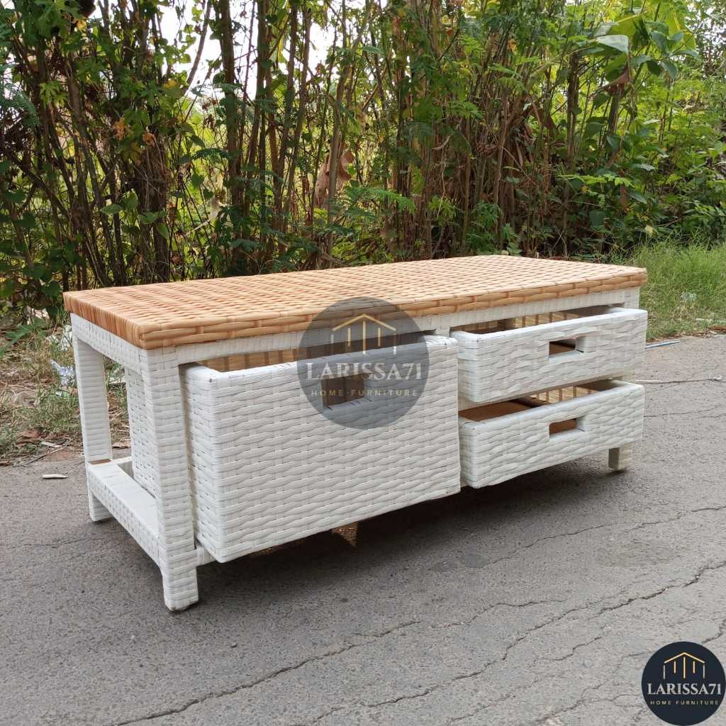 Meja TV Minimalis Rotan Sintetis Lemari Plastik Rotan Sintetis Murah