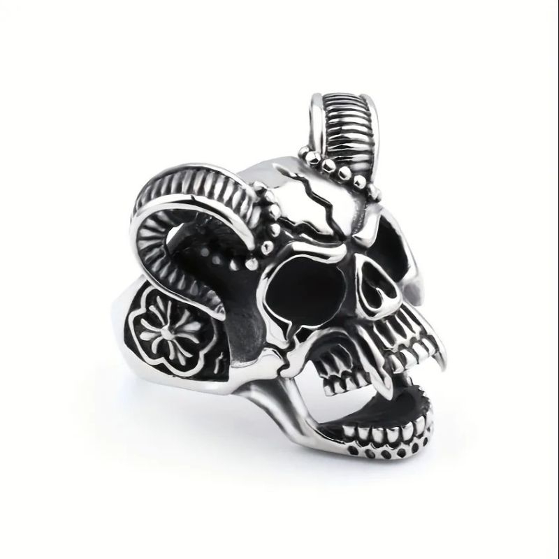 Goth Sheep Ring / Skull Ring Cincin Tengkorak Bertanduk (bisa disesuaikan)